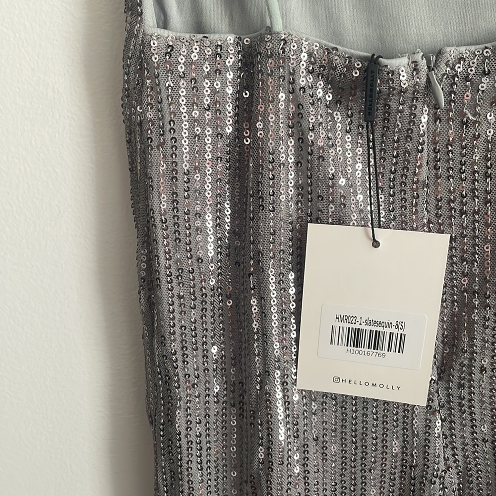 NWT Silver Sequin Midi Dress - Picture 7 of 7